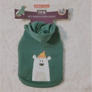 Heart to Tail Pet Hoodie Sweatshirt with Sequin Flip Polar Bear XS X-Small New